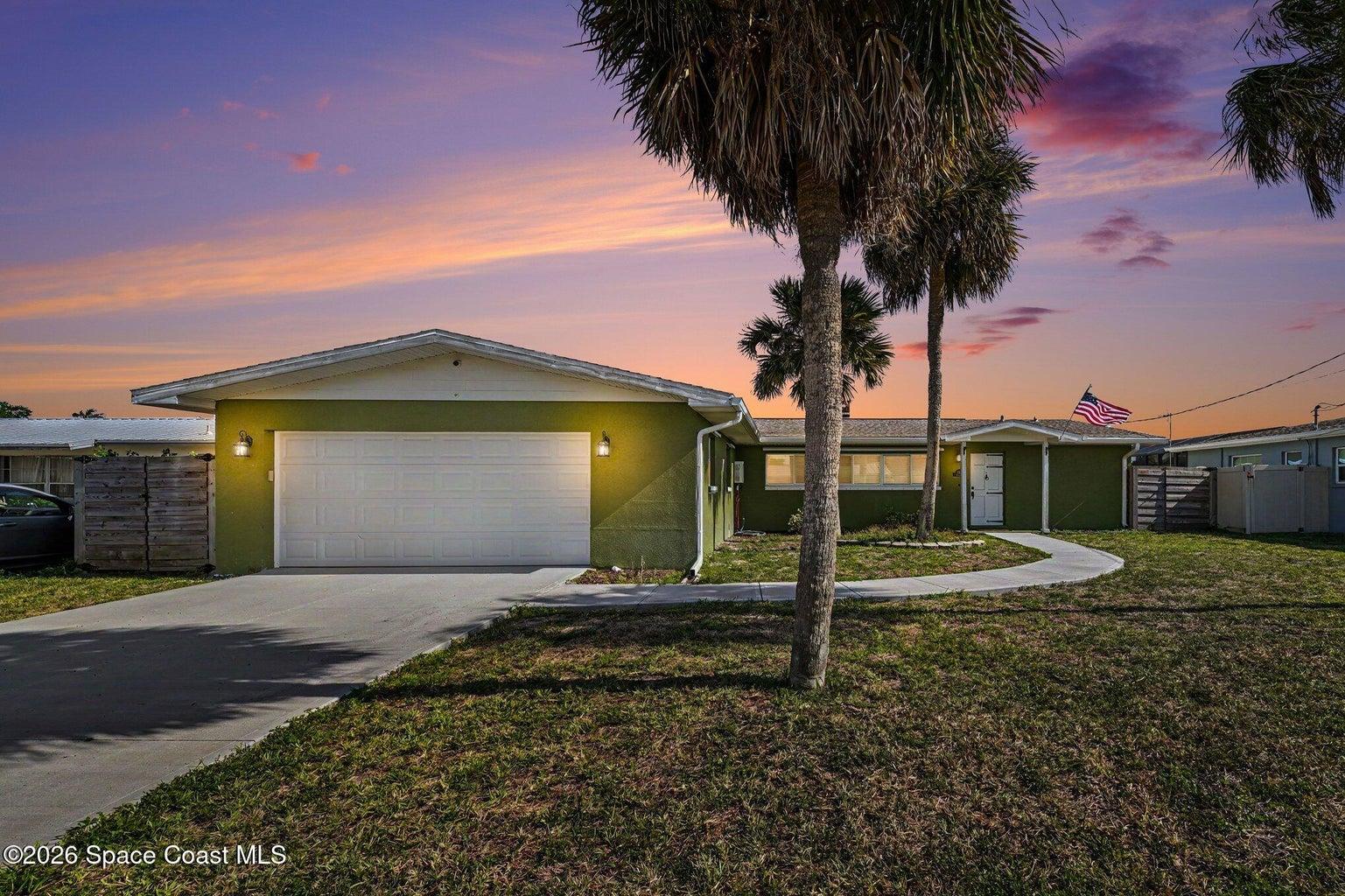 Sunset front of house