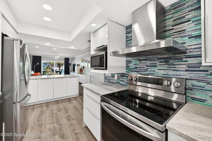 Newer stainless steel appliances.
