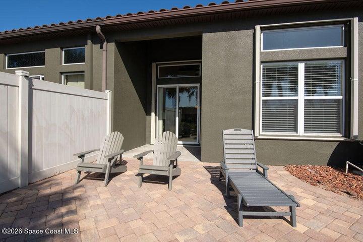 Private outdoor retreat, sliding glass doors.