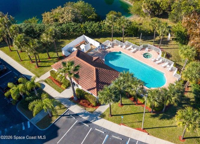Drone shot of one of two pools