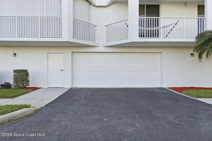 Garage exterior under building