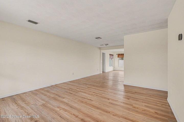 Living room into the dining area