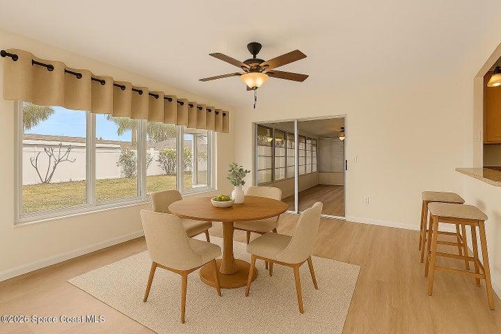 Dining area staged