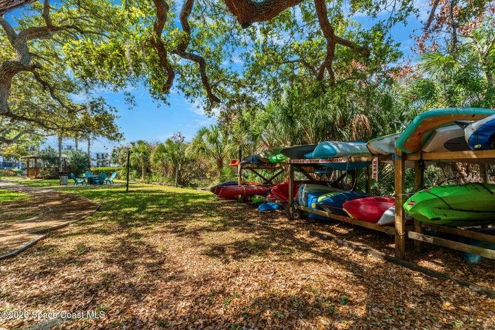 Treasure Island Club offers convenient kayak storage and a waterfront launch with direct access to the navigable canal and Banana River in Cape Canaveral, Florida.