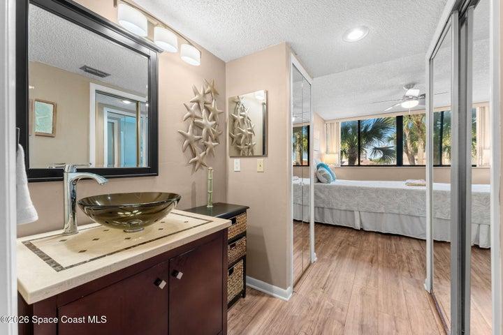 Private primary bathroom inside the two-bedroom waterfront condo at 300 Columbia Drive Unit 3204.