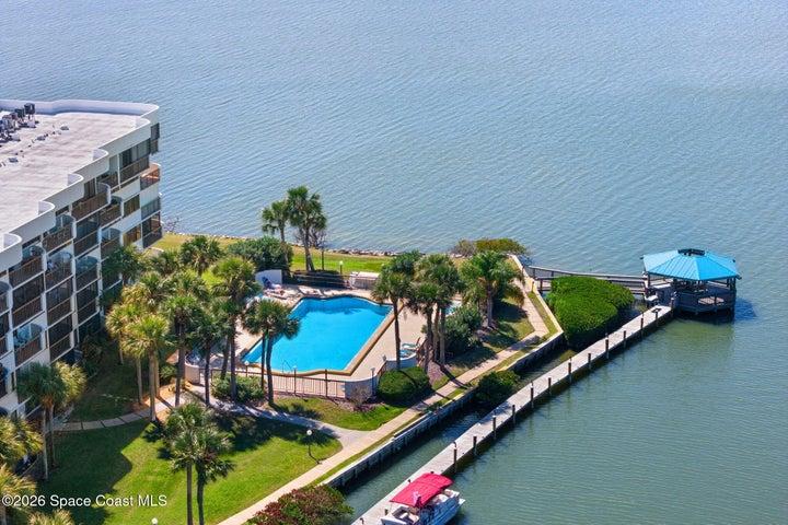 Waterfront condo for sale at 300 Columbia Drive Unit 3204 in gated Treasure Island Club, Cape Canaveral, Florida.
