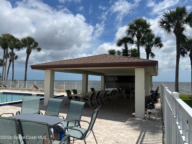 Pool Covered Dining overlooking Indian River