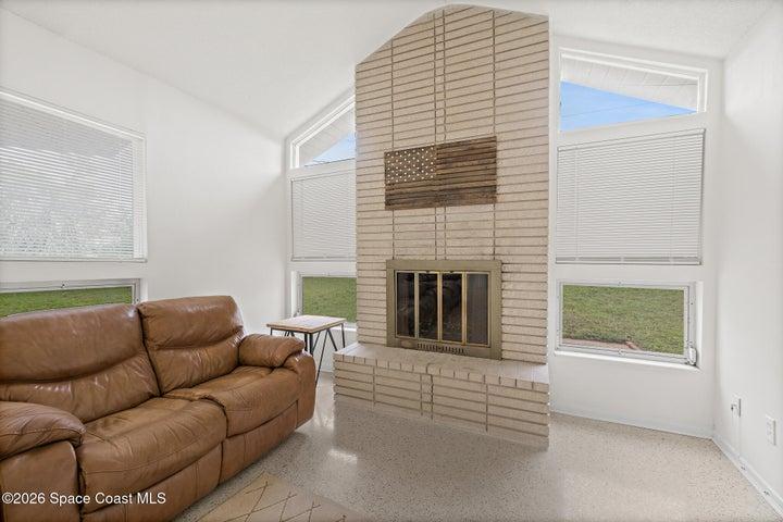 Wood-Burning Brick Fireplace
