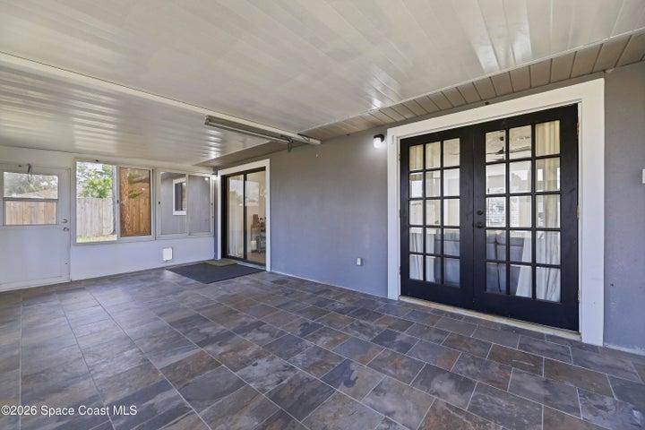 Back Porch accessed via French Doors