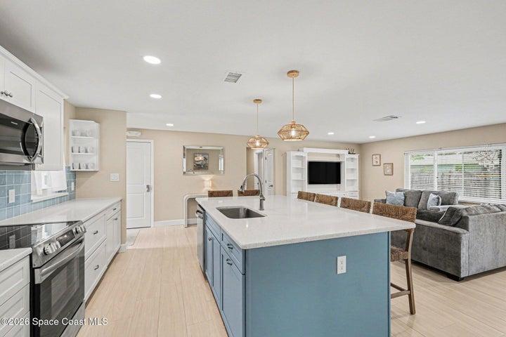 Kitchen overlooking living room
