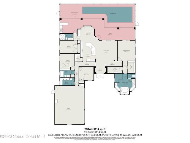 One level open concept split floor plan