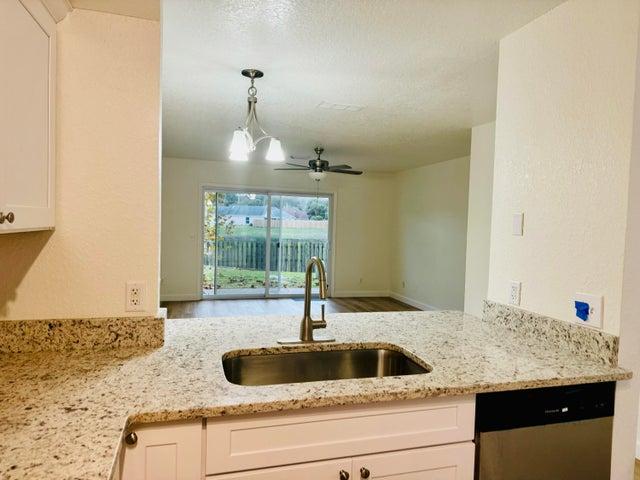 Kitchen view into living area