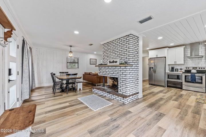 Vinyl Flooring and Fireplace