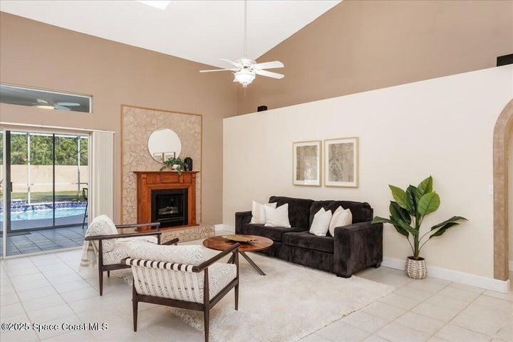 Family room with fireplace