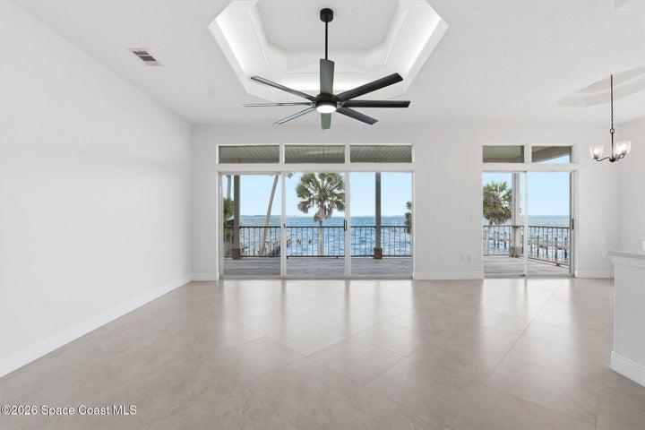 Living Room views, coffered ceilings