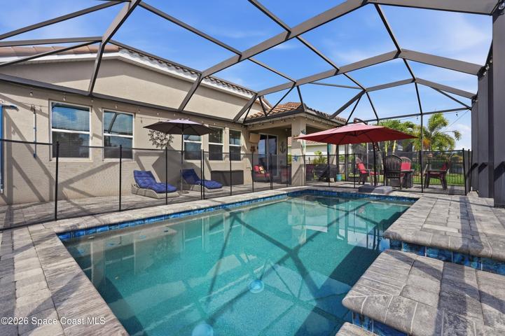 Beautiful backyard pool creating a private outdoor retreat