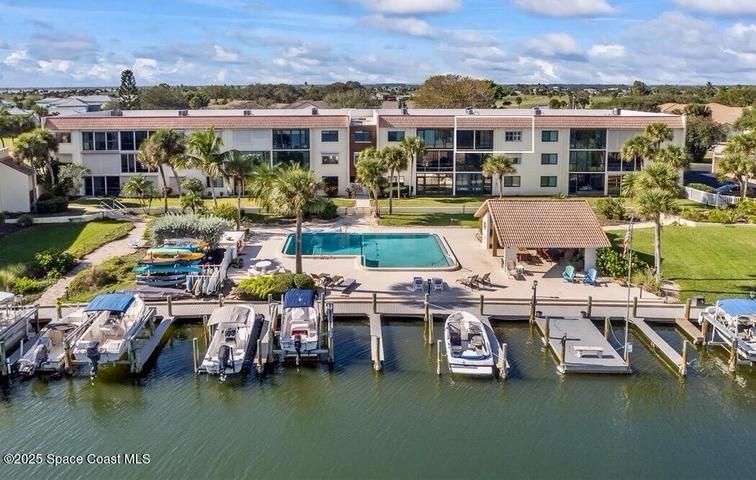 Aerial View of Dock and Swimming Pool Areas