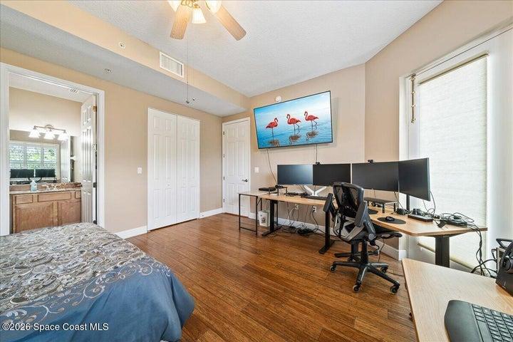 Bedroom 2 if to the right of the front door as you enter and is another HUGE space with plenty of room for furnishings and desk equipment. Walk in closet with closet system is included as well as private Ensuite bath, of course.