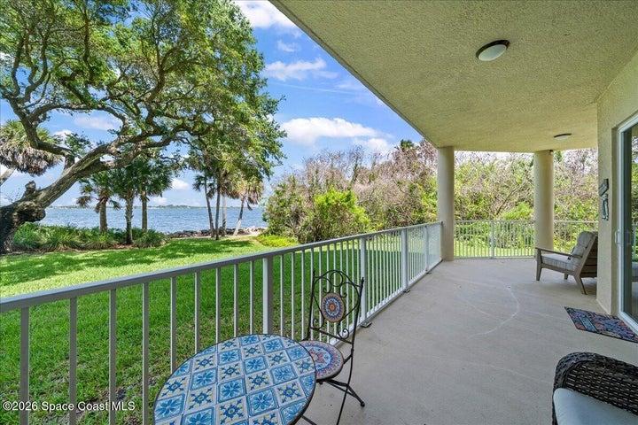 Views to the south and to a private area at the river. The patio is large enough for seating of many types to provide seperate areas on the patio.
