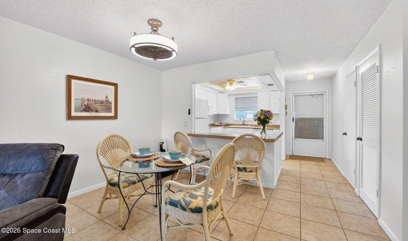 Dining area and tile floors throughout