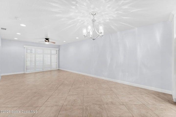 Another photo of the dining and living room space