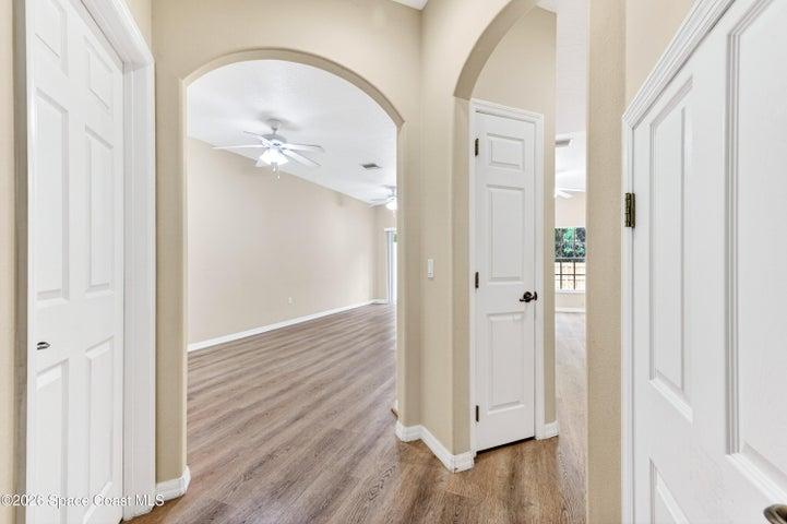 From entry looking at kitchen on right and dining/living area on left