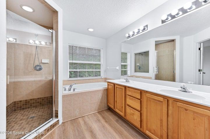 Primary batch with separate tub and shower