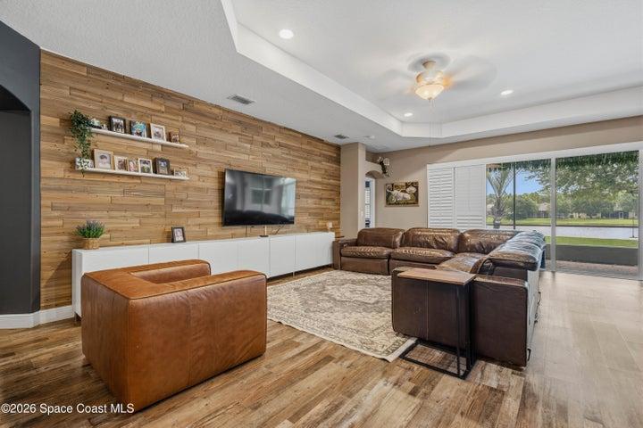 Great Room with tray ceiling