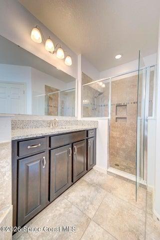 primary bathroom vanity & shower
