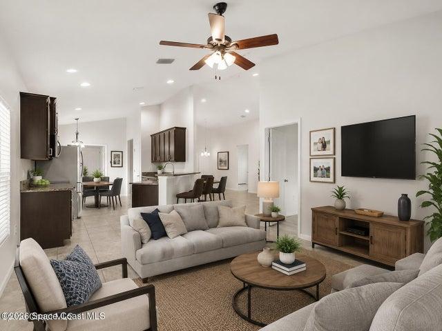 AI staged Family room /Kitchen