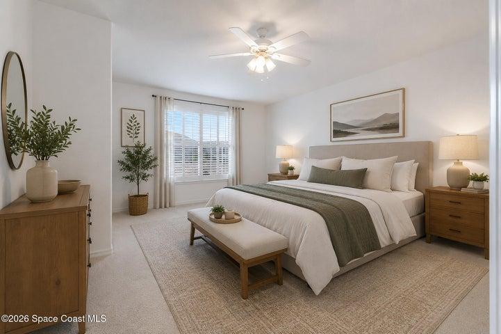 upstairs Master suite virtually staged