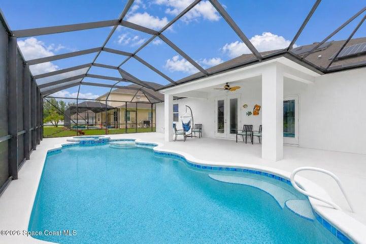 Freshly painted pool deck