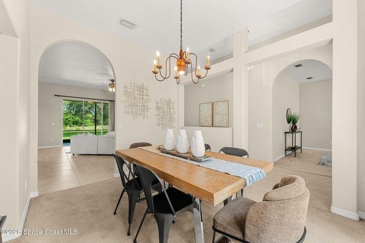 Dining Room with view of living room and family room
