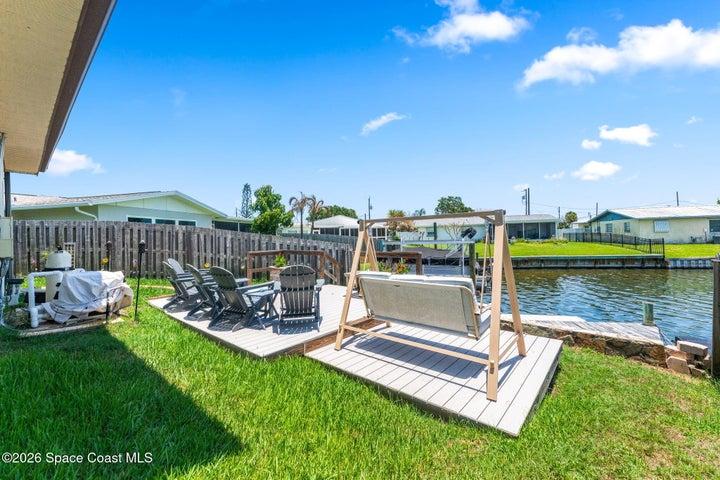 Back yard views of deck