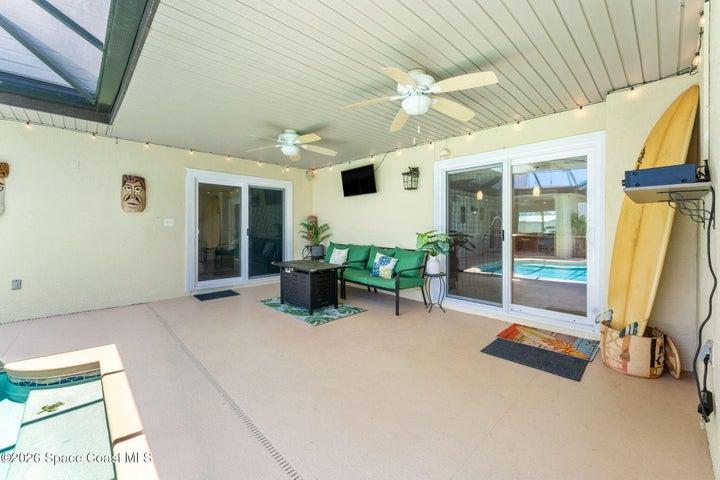 Covered area on pool deck, sliders to main house and ADU