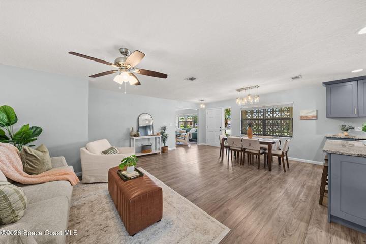 Same Vinly flooring throughout the entire home except tiled bathrooms