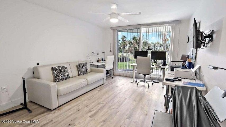 Master bedroom, currently being used as a home office.