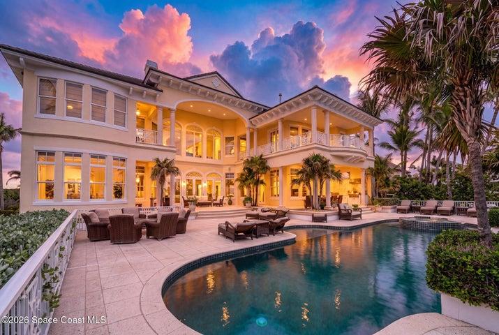 Digitally enhanced twilight image pool and patio view