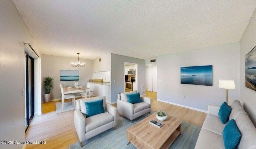 Digitally staged living room