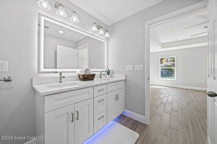 Primary Bath with Back lit mirror