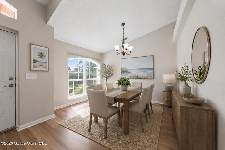 Staged dining room