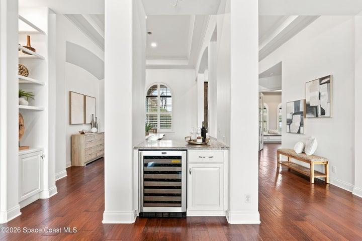 Wine bar and built in wine fridge