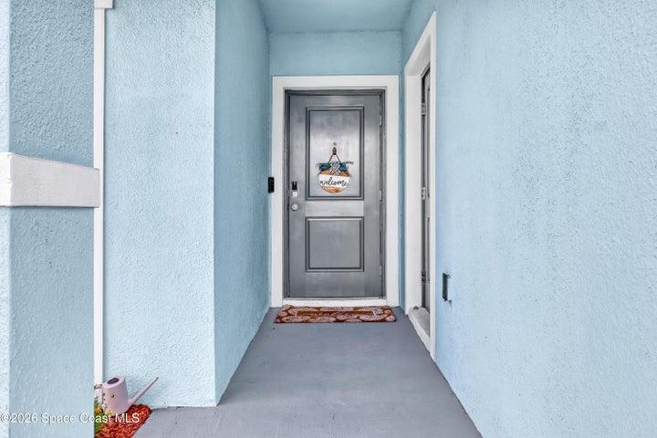 Front door entrance, covered