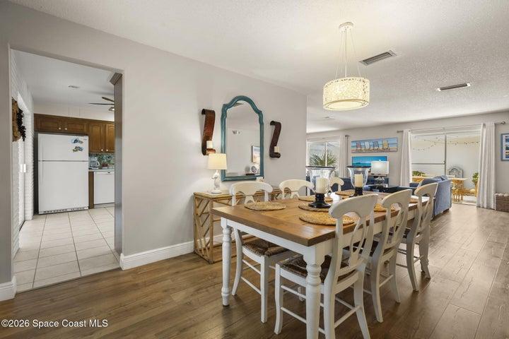 Dining flows from kitchen to the living room