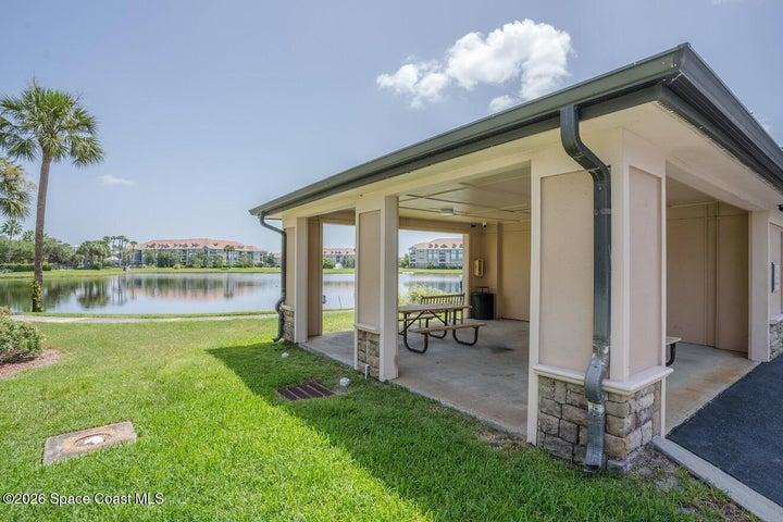 Area with picnic tables and bbq space
