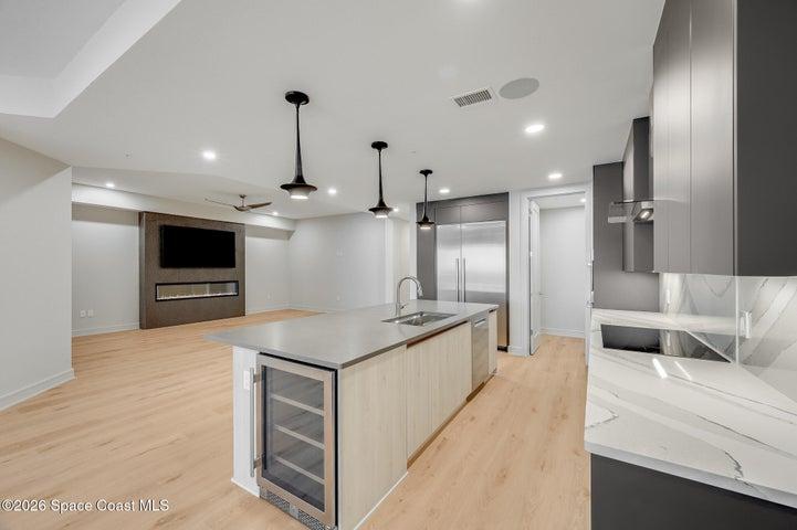 with wine cooler