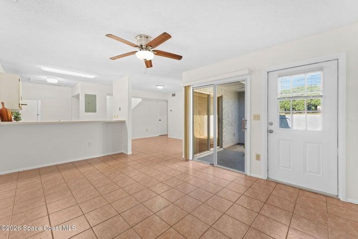 Open views of the Living room from the kitchen
