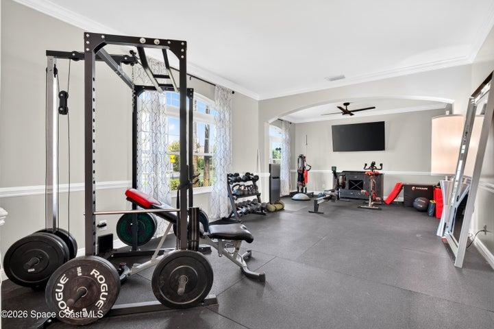 Formal Living and Dining used as a gym