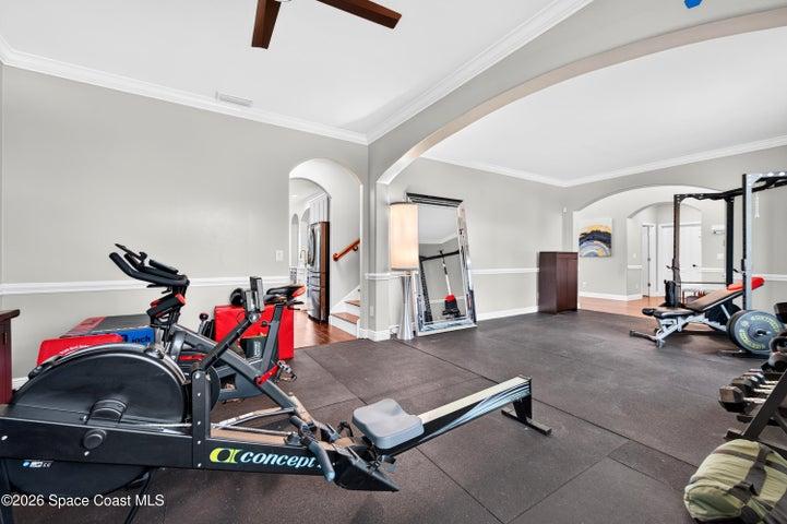 Formal Living and Dining used as a gym