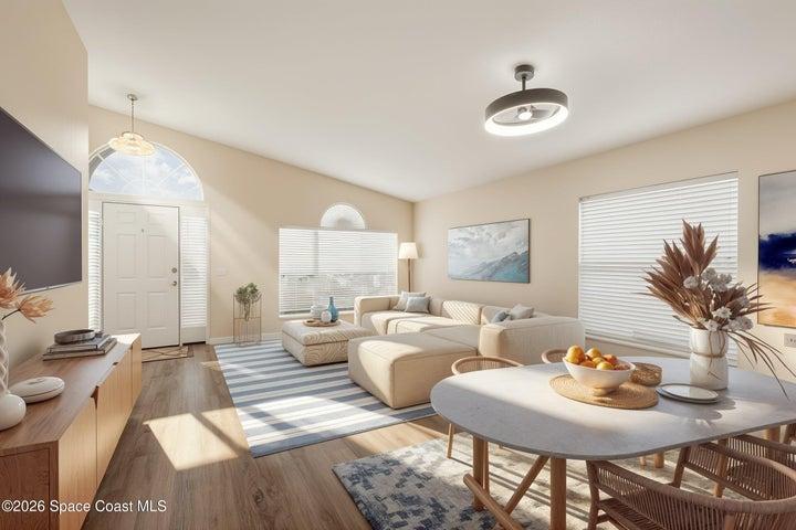virtually staged living room entry
